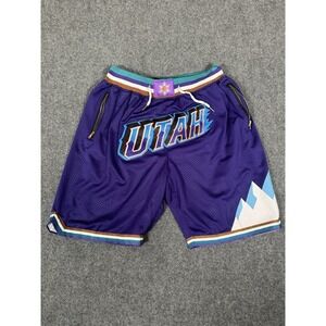 Just Don Utah Jazz 1996 Mesh Drawstring Basketball Shorts Mens Size XL Purple